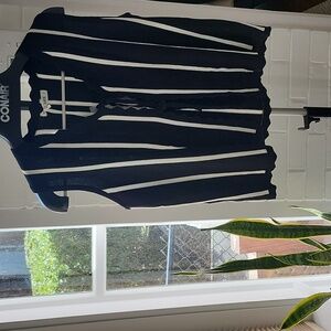 Black & White Striped Sleeveless Tie Front Top, Xl